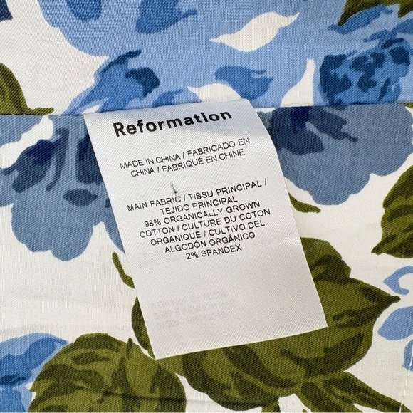 Reformation Orion Floral Organic Cotton Camisole Top | Sz 6 | White & Blue - Picture 13 of 16
